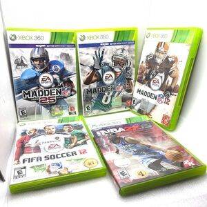 Xbox 360 Sports Game Lot  of 5 - Madden, FIFA, NBA 2K